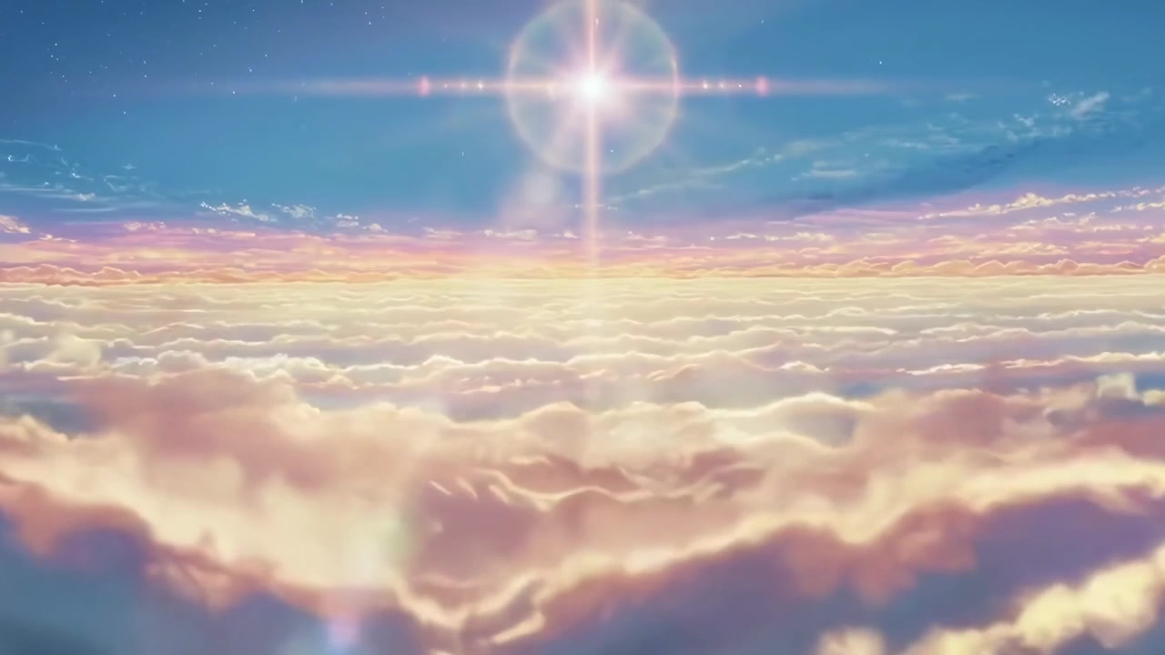 Aerial View of Bright Sun Shining Above Fluffy Clouds