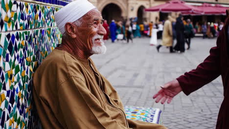 elderly man in moroccan market