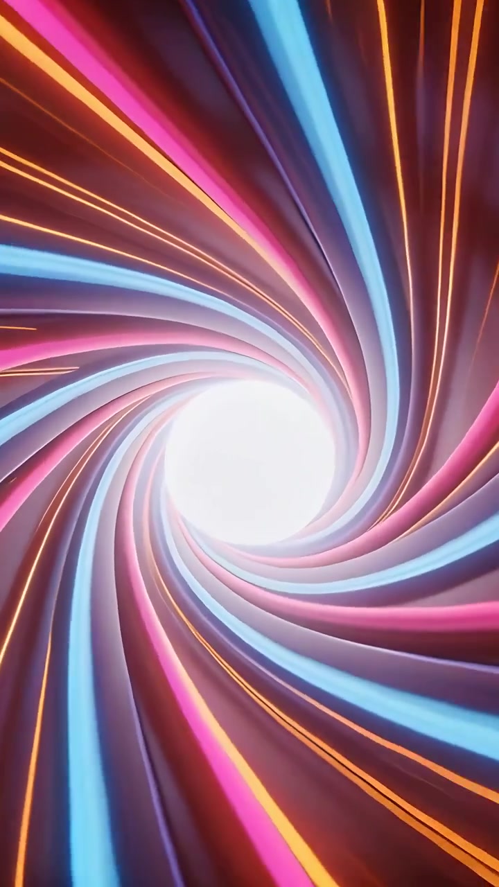 Vertical video: Zooming vortex pulling ribbons inward, gold streaks lighting white core near maroon