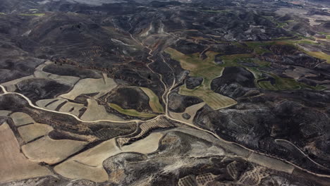 aerial view of terraced fields and mountains