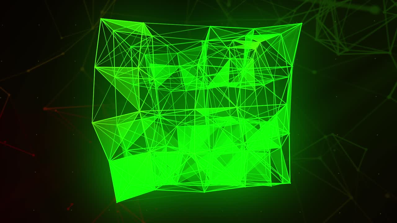 Abstract Geometric Green 3D Wireframe Design