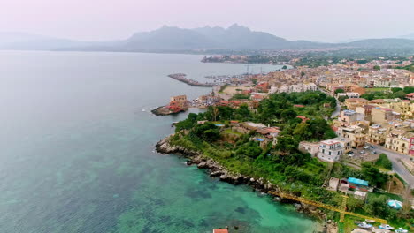 Gorgeous-mediterranean-coastline-of-historic-Santa-Flavia,-Sicily