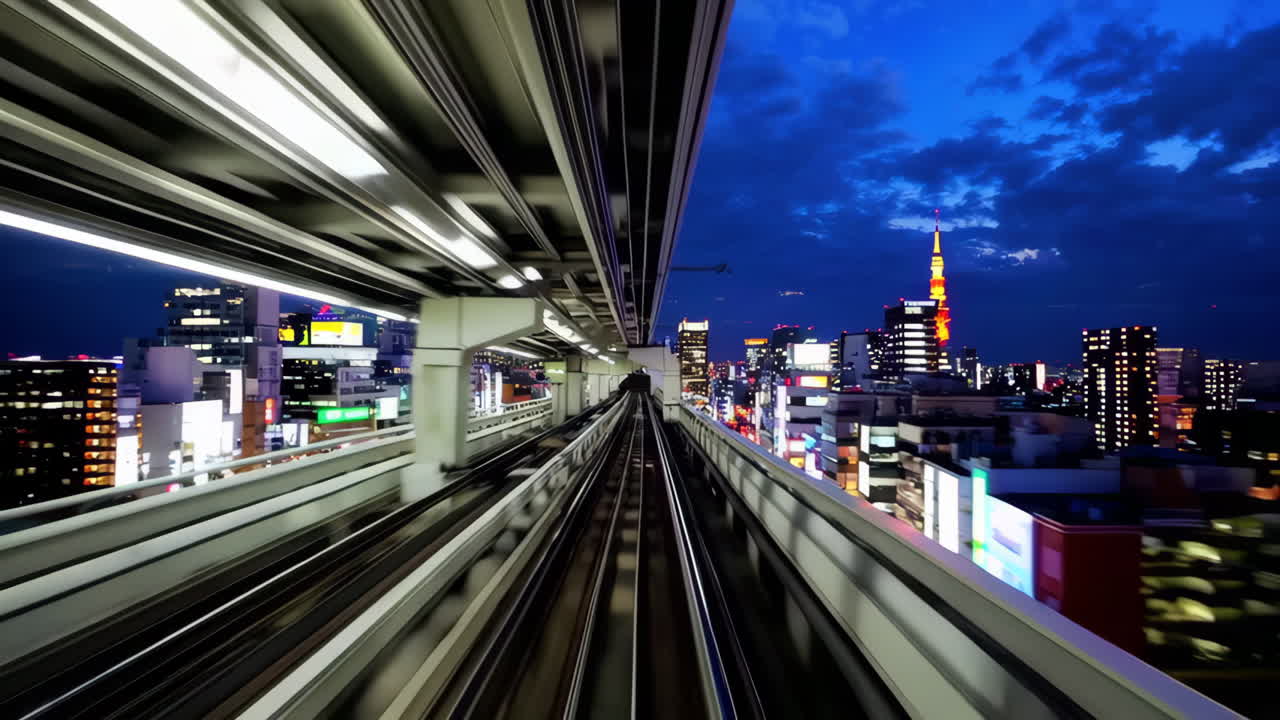 Night Train Through Tokyo's Urban Landscape