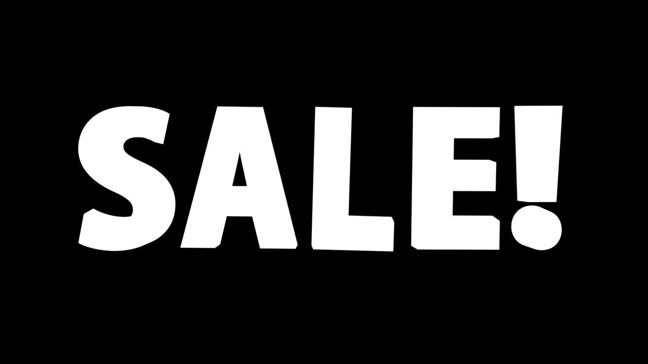 Abstrakt 3D-animation af ordet SALE's fremkomst i guldfarve. Animation med alfakanal.