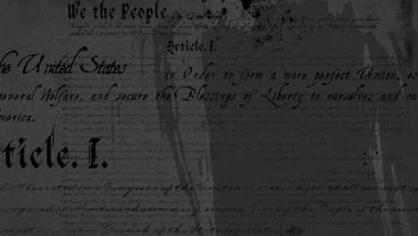 animación del texto de la constitución estadounidense sobre un fondo gris