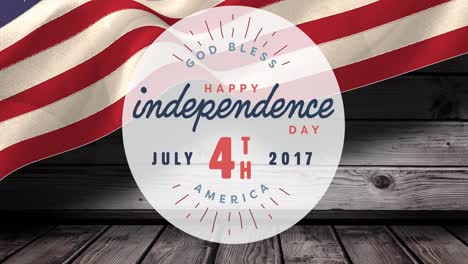 animation of happy independence 4th of july text over american flag