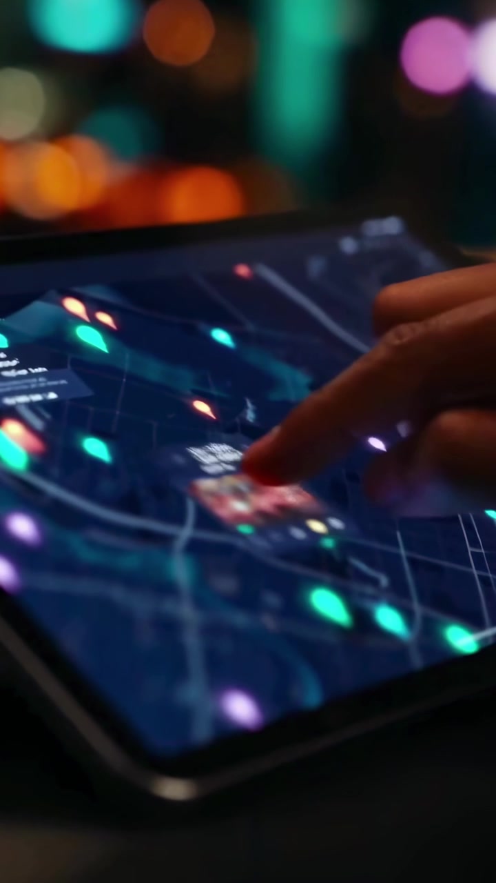 Person med interaktivt digitalt kort på tablet
