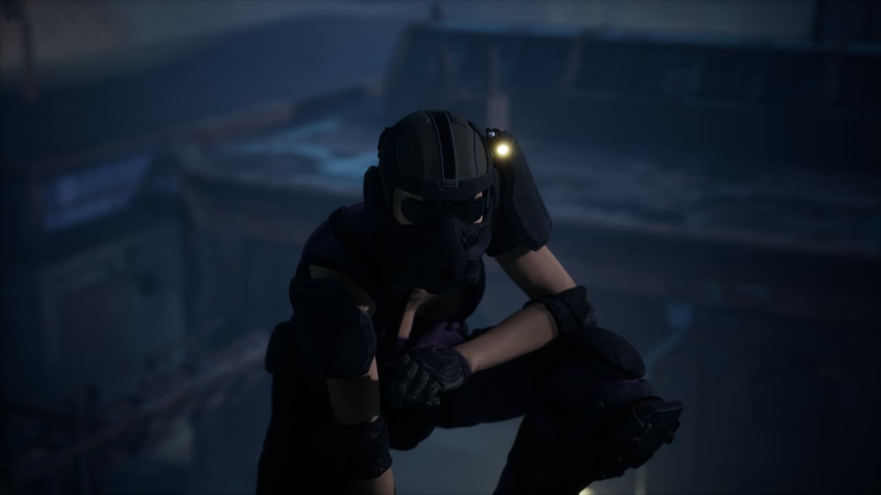 mujer al estilo de cyberpunk en el techo