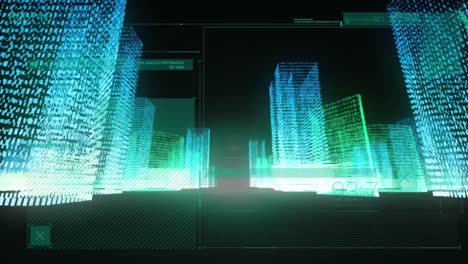 animation of data processing over digital city