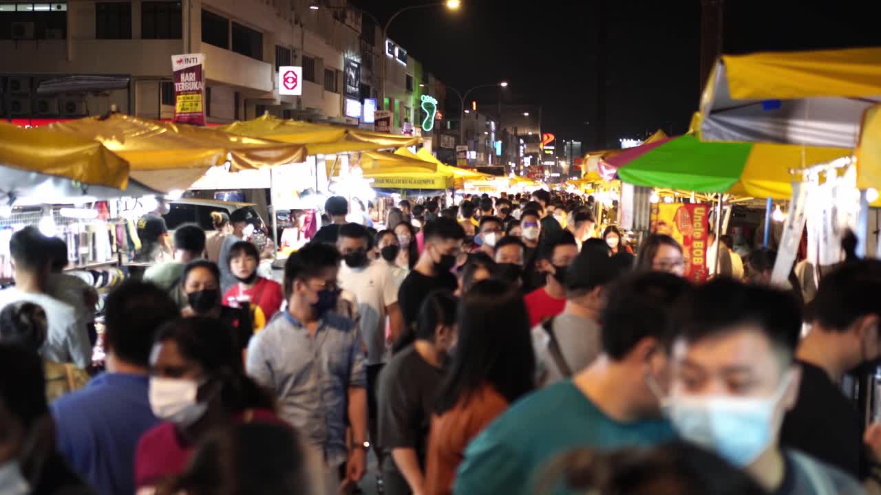Crowded Night Market in Malaysia
