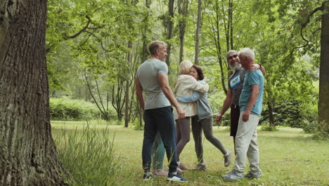 group of seniors celebrating outdoors