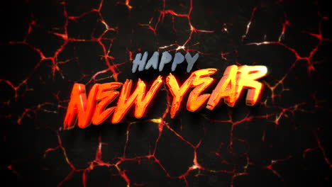 Happy-New-Year-text-on-broken-wall-with-fire