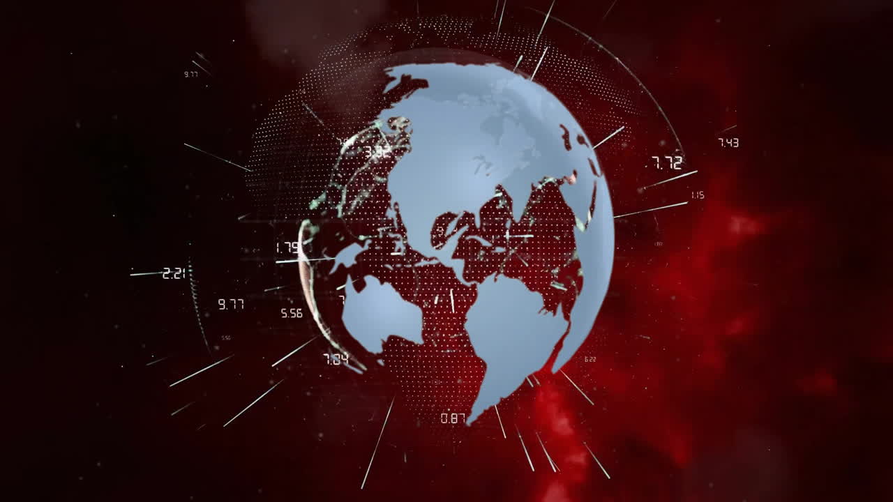 animación del globo con procesamiento de datos sobre relámpago sobre fondo negro