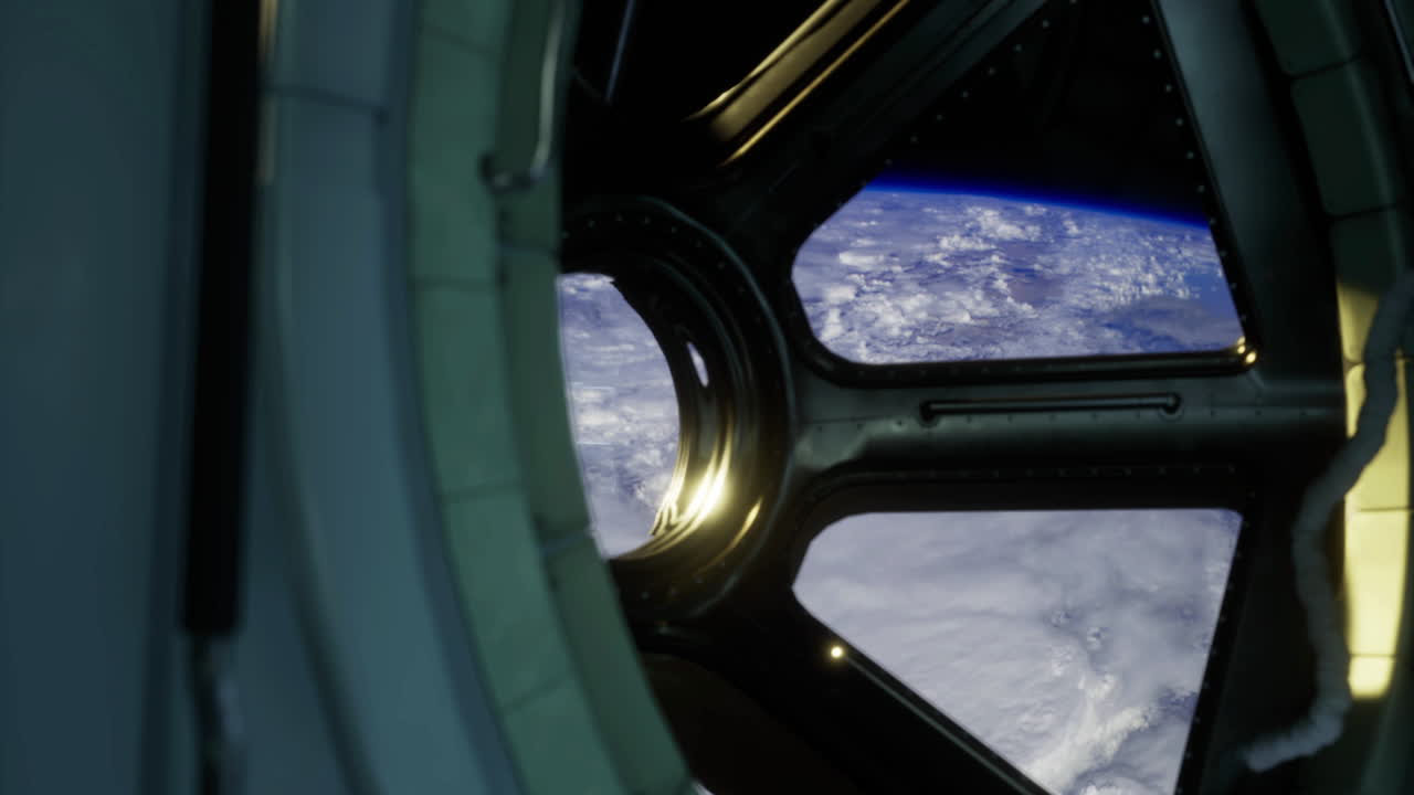vista de la tierra desde una ventana de la estación espacial