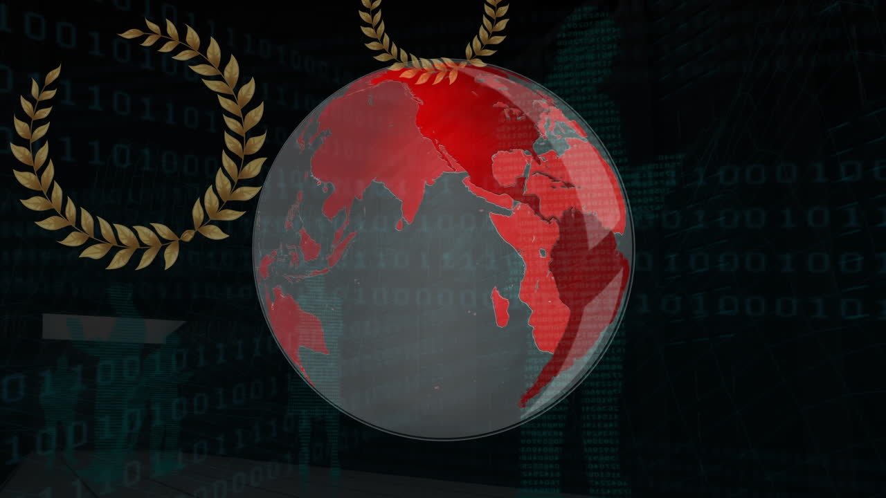 검은색 바탕에 지구 위에 떠다니는 꽃줄기의 애니메이션