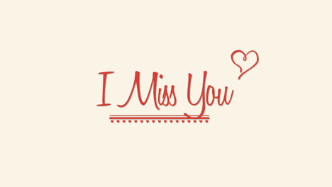 i miss you with red heart on white gradient