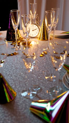 la mesa de la cena de la víspera de año nuevo