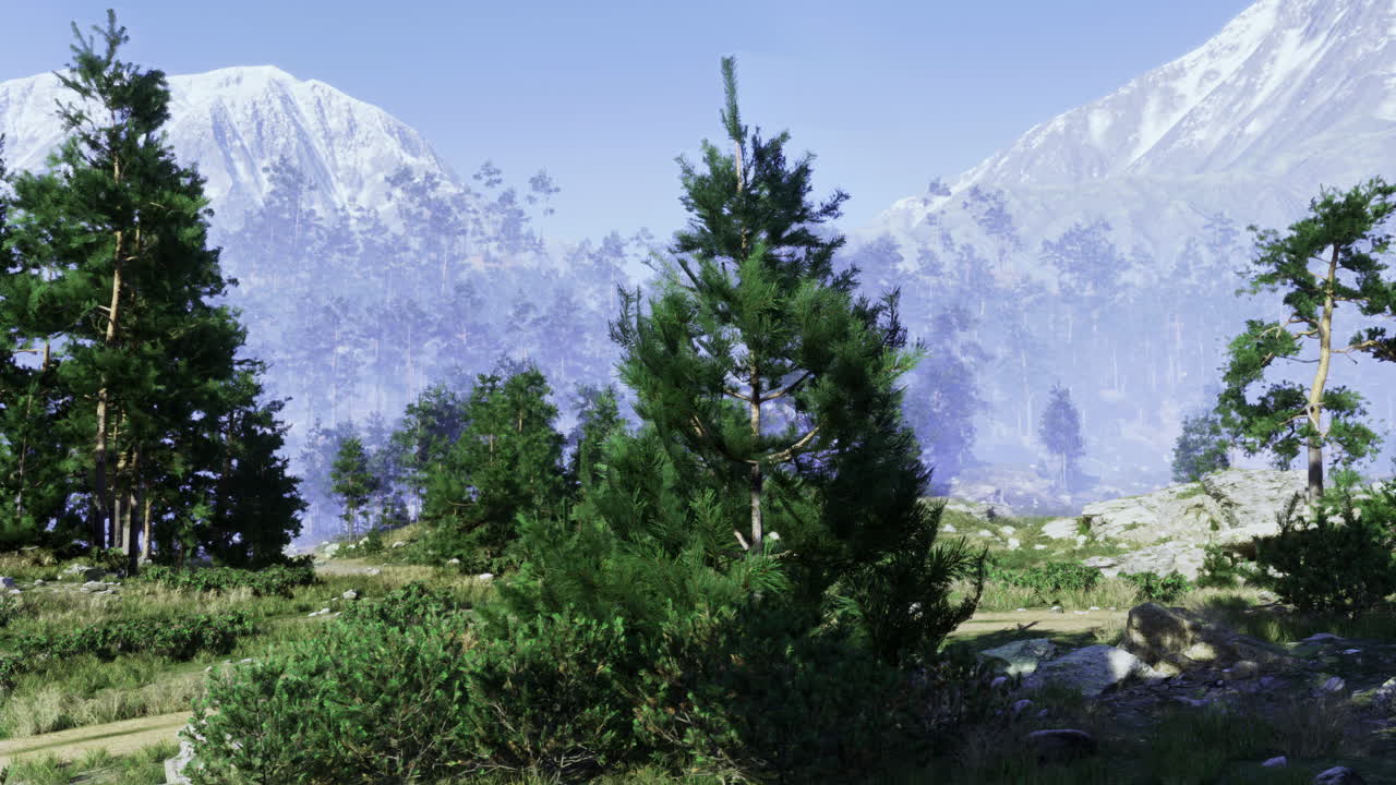 Daytime exploration of a lush green landscape with mountainous backdrop