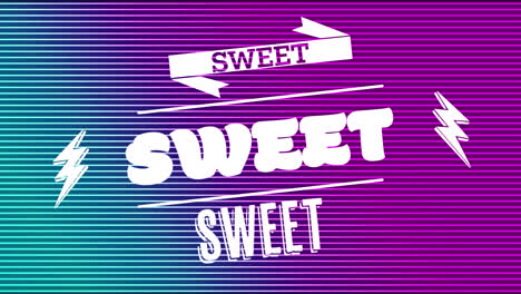 animation of sweet text on purple background