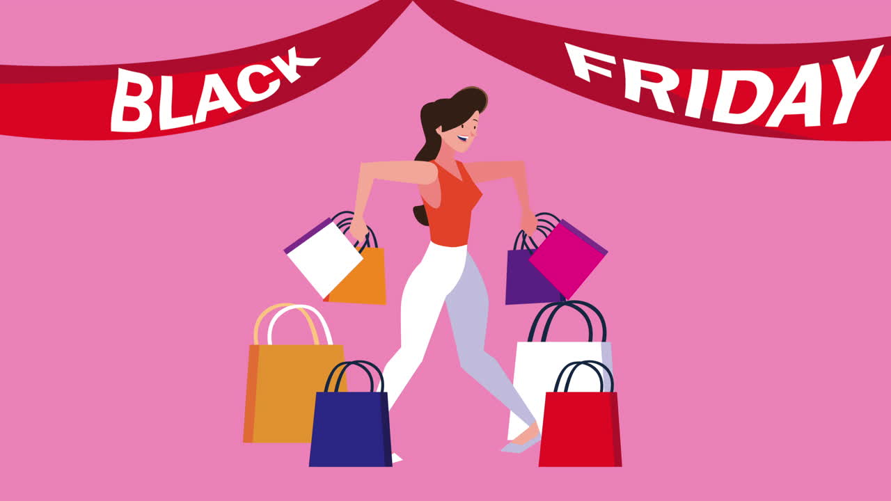 블랙 프라이데이에 쇼핑하는 여자