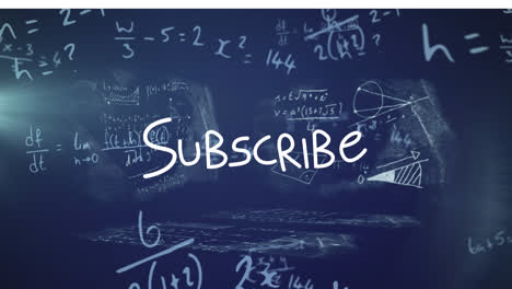 animación de suscribirse sobre fondo marino con fórmulas matemáticas