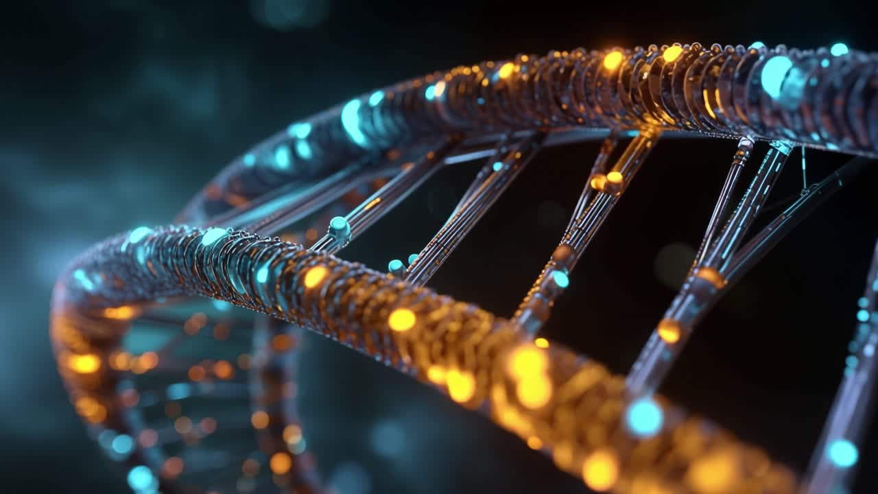 Animazione astratta di una struttura a doppia elica del DNA luminosa