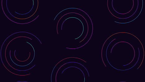 abstract pattern colorful lines and circles on a black background