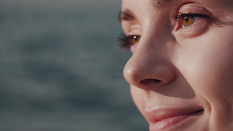 close-up profile view of a woman with closed eyes