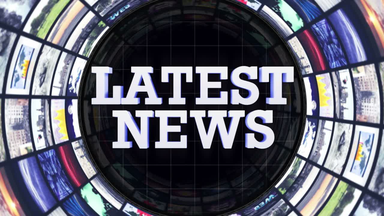 최신 뉴스 텍스트 애니메이션 및 모니터 터널, 루프