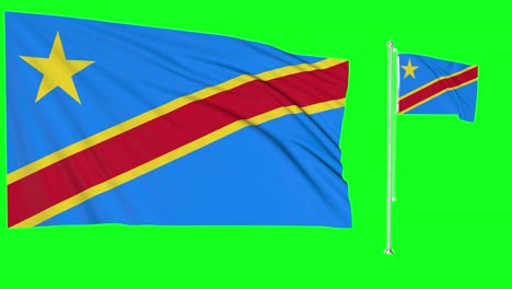 Green-Screen-Schwenkt-Flagge-Oder-Fahnenmast-Der-Demokratischen-Republik-Kongo