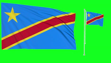 green screen waving democratic republic of the congo flag or flagpole