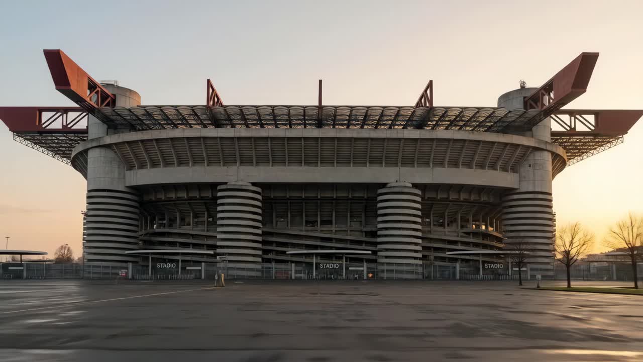 Leeres San Siro Stadion: Außenansicht mit großartiger Betonarchitektur
