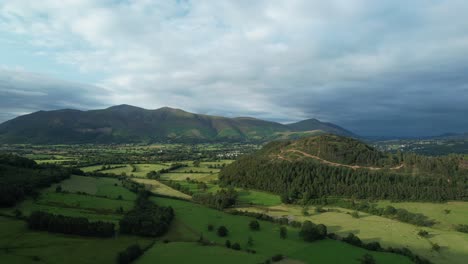 aerial view from the newlands valley to skiddaw and blencathra, cumbria, uk