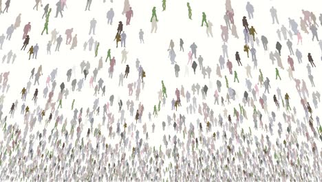 zooming out to the large crowd of people in white background animation