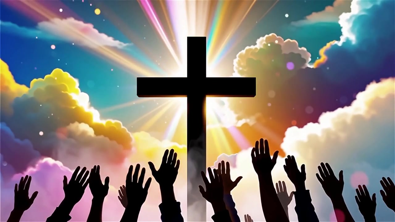 Christian Cross Heavenly Light Worship Background