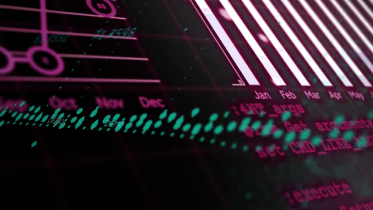 animation der statistischen datenverarbeitung über einem sich drehenden globus vor schwarzem hintergrund