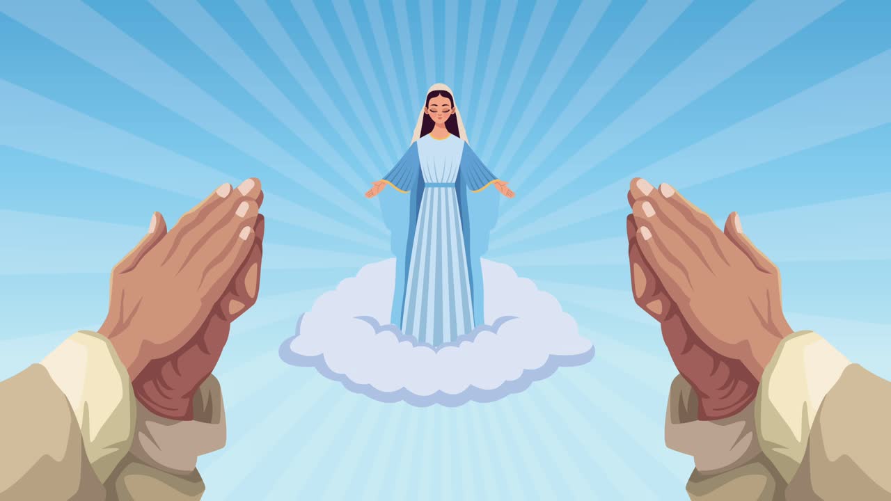 la virgen maría con el vestido azul