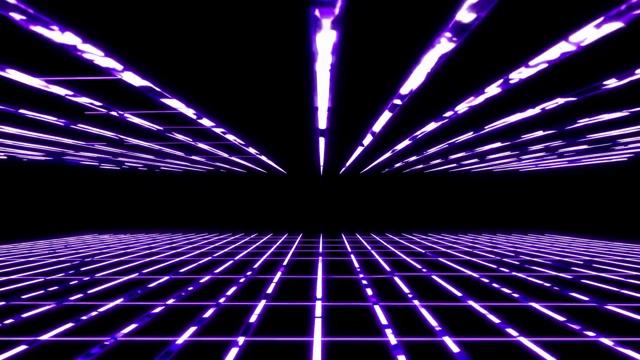 Griglia viola in stile retro synthwave che si muove nello spazio