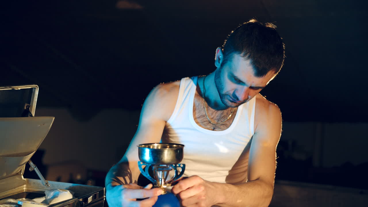 Making drugs. Concept of social problems of drug addiction and crime.