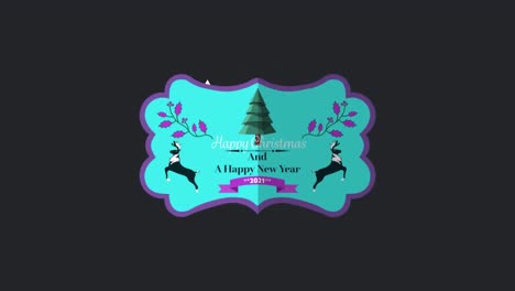 Animation-of-happy-christmas-and-new-year-text,-in-blue-seasonal-greetings-card,-on-black