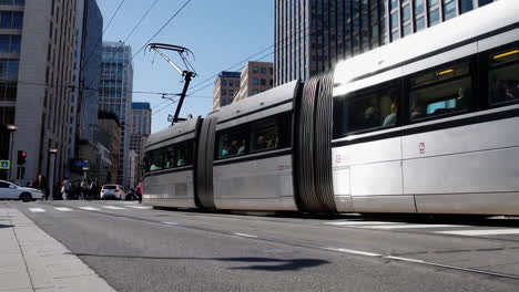 tram in a city center