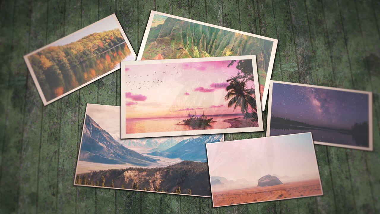 fotos de colagem com paisagem de verão em diferentes países e horários