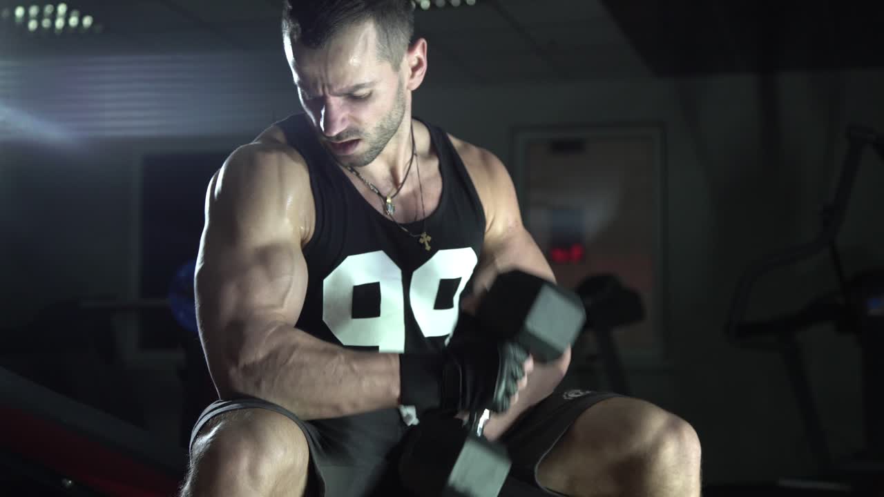 Man Working Out with Dumbbells