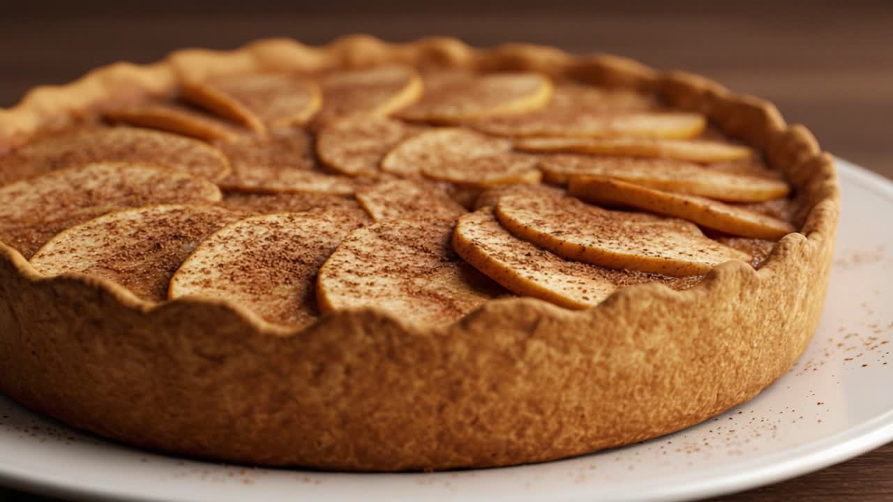 Delicious Apple Tart with Cinnamon and Golden Crust - A Tempting Dessert Perfect for Any Occasion, Showcasing Juicy Apple Slices and Rich Flavors