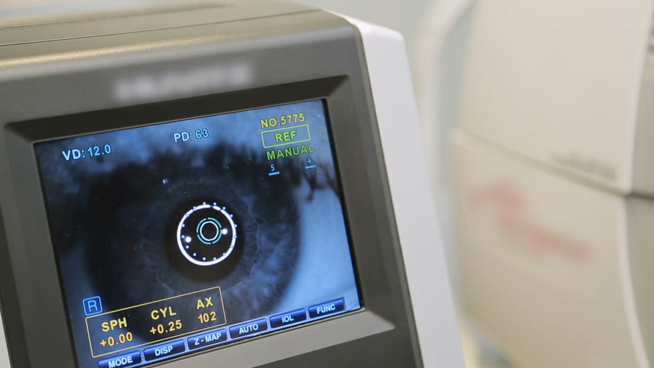 Optical medical equipment. Professional ophthalmology medical instrument in clinic office