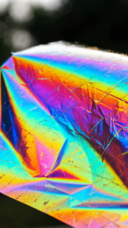 close-up of holographic iridescent material