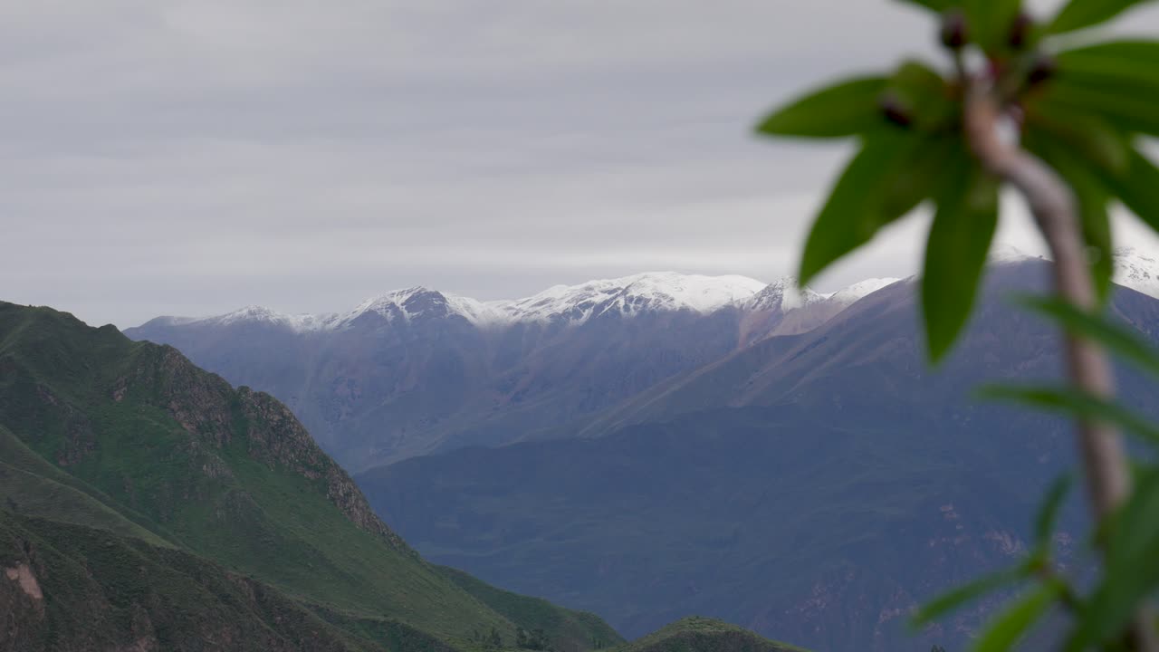 Shot of distant mountains in the Colca Canyon in Peru