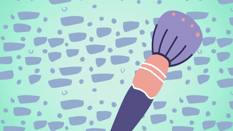 animación de pincel de maquillaje sobre fondo verde