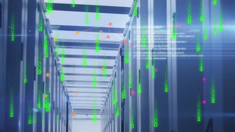 animación de luces verdes sobre los servidores