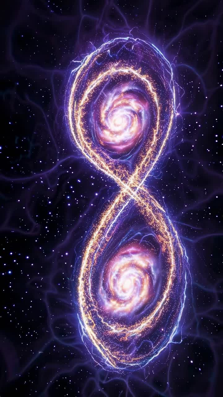 Cosmic swirl video concept, top-down angle capturing vibrant, swirling galaxies in space